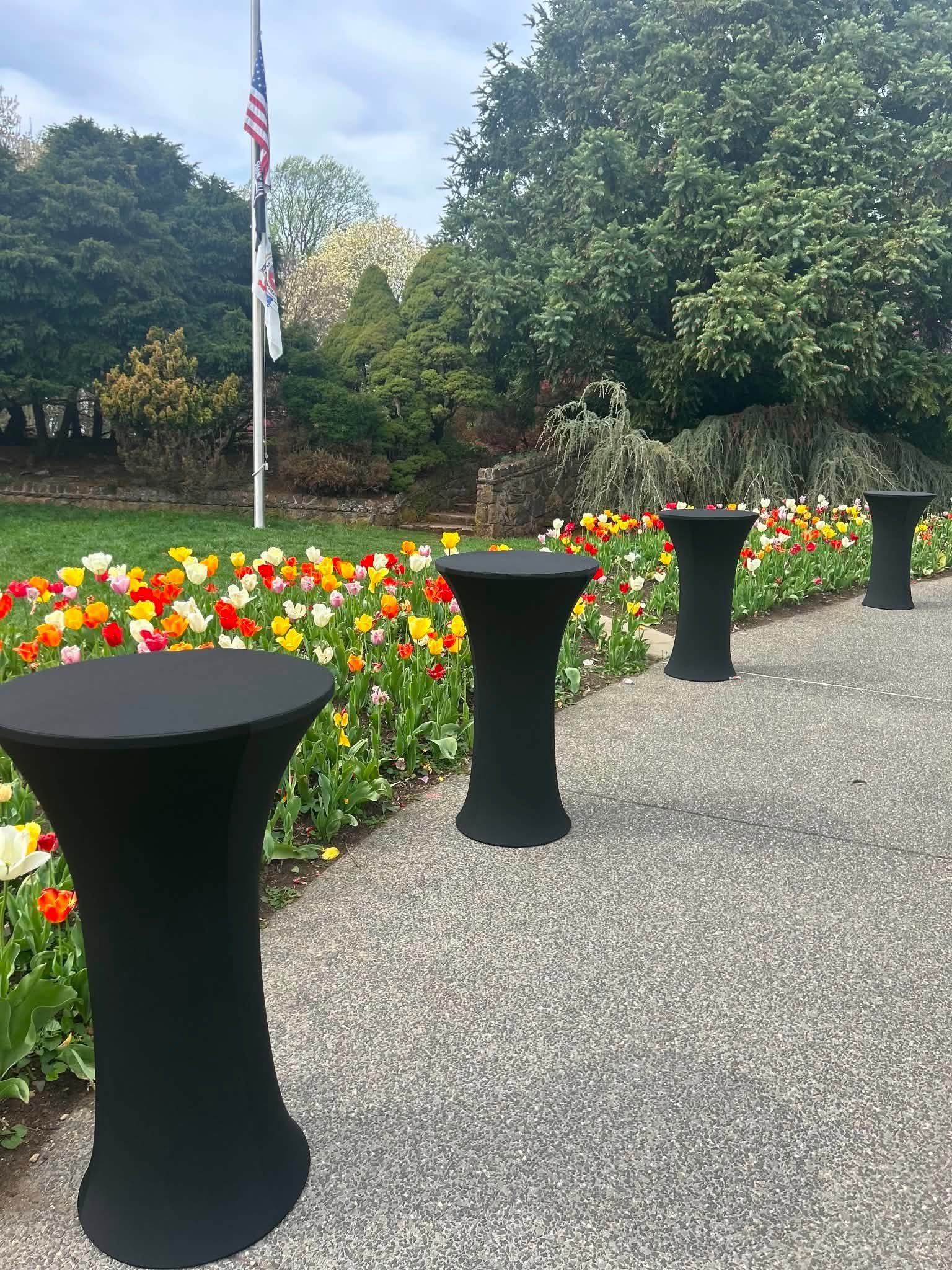Cocktail table rental setup