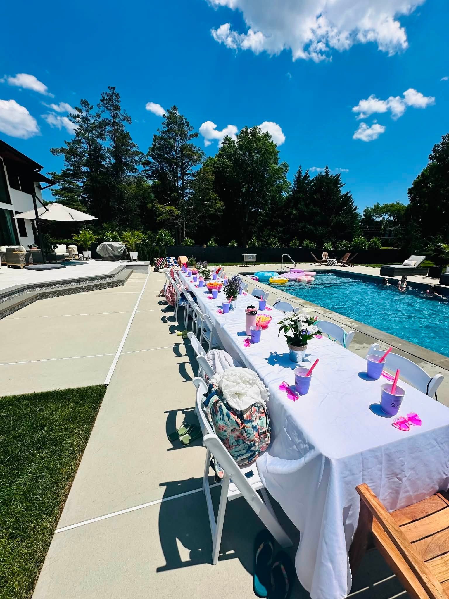 Poolside table setup